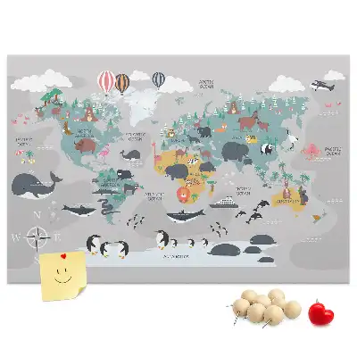 Cartoon Map Printed Cork Memo Board