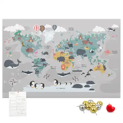 Cartoon Map Printed Cork Memo Board