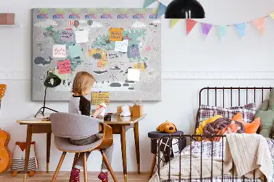 Cartoon Map Printed Cork Memo Board