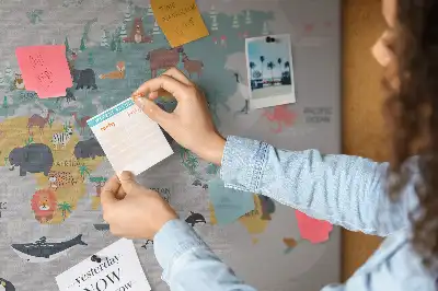 Cartoon Map Printed Cork Memo Board