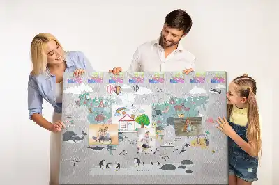 Cartoon Map Printed Cork Memo Board