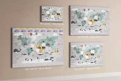 Cartoon Map Printed Cork Memo Board