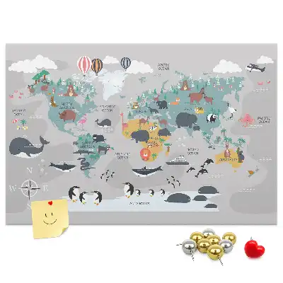 Cartoon Map Printed Cork Memo Board