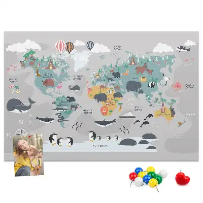 Cartoon Map Printed Cork Memo Board