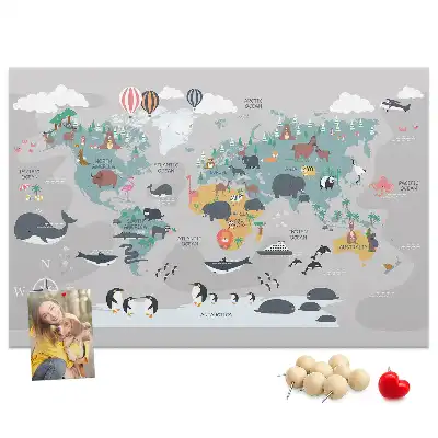Cartoon Map Printed Cork Memo Board
