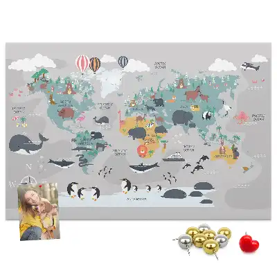 Cartoon Map Printed Cork Memo Board