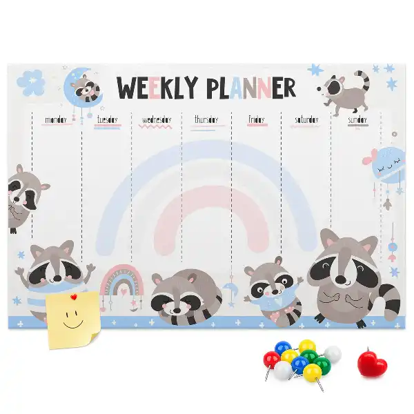 Cork Weekly Planner Memo Board for Kids