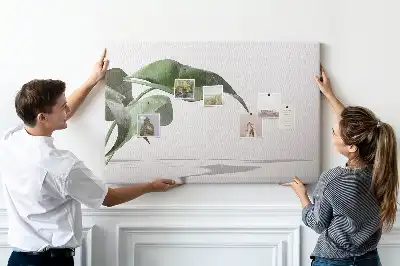 Abstract leaves printed cork board