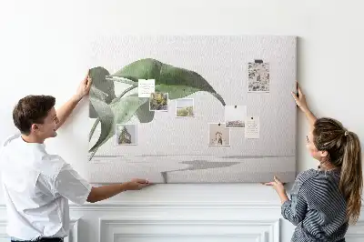 Abstract leaves printed cork board