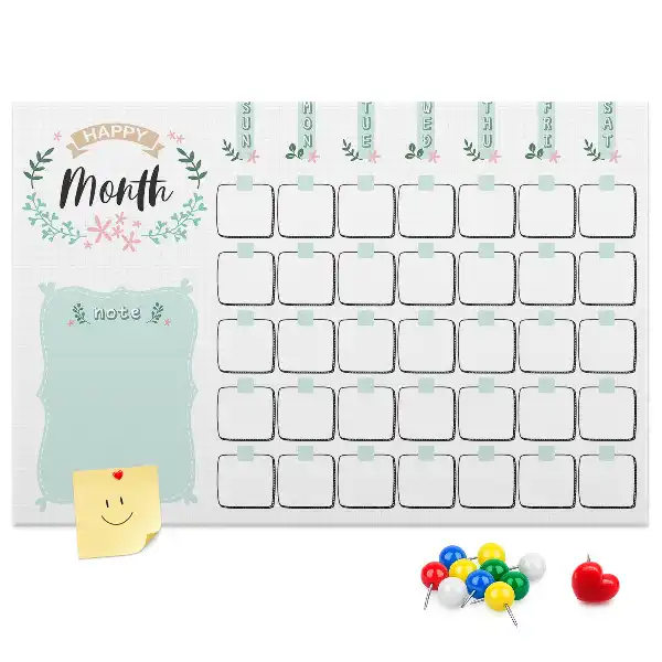 Monthly Planner Printed Cork Memo Board