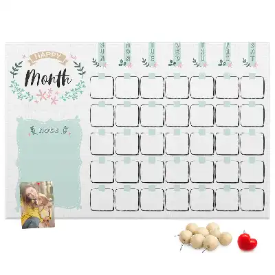 Monthly Planner Printed Cork Memo Board