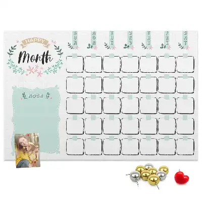 Monthly Planner Printed Cork Memo Board