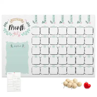 Monthly Planner Printed Cork Memo Board