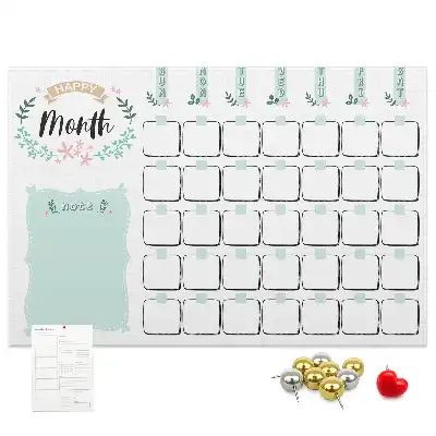 Monthly Planner Printed Cork Memo Board