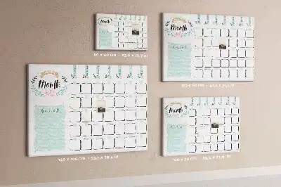 Monthly Planner Printed Cork Memo Board