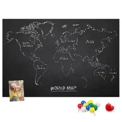 World map cork memo board
