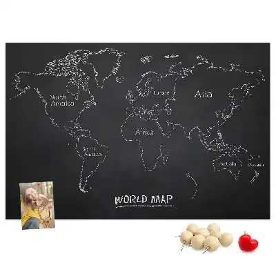 World map cork memo board