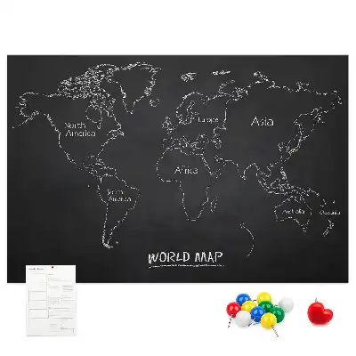 Cork memo board World map countries