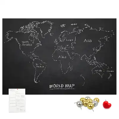World map cork memo board