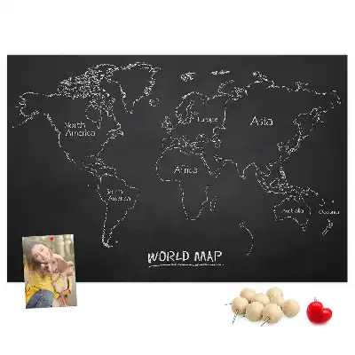 Cork memo board World map countries