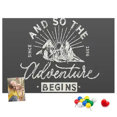 Printed Cork Memo Board with Adventure Quote