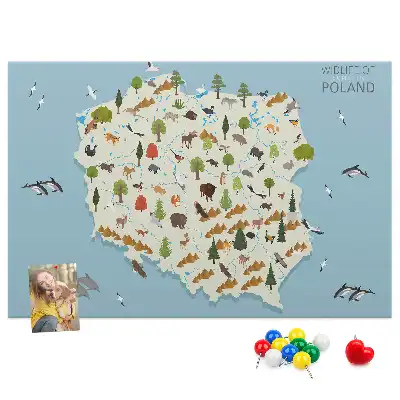 Printed Poland Animal Map Cork Board