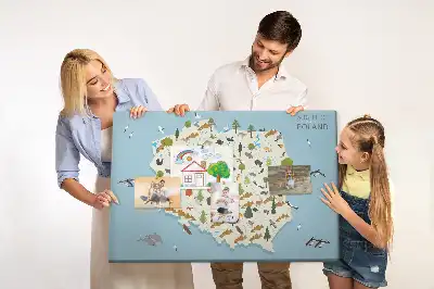 Printed Poland Animal Map Cork Board