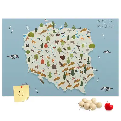 Printed Poland Animal Map Cork Board