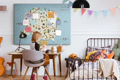 Printed Poland Animal Map Cork Board