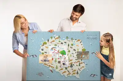 Printed Cork Board Poland Animal Map