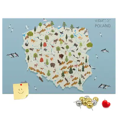Printed Cork Board Poland Animal Map