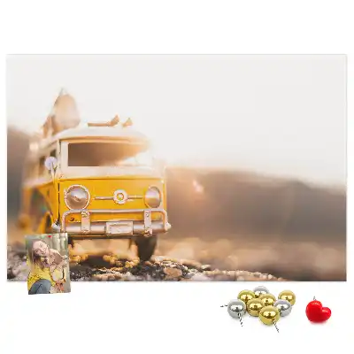 Printed Cork Memo Board featuring a car vacation design