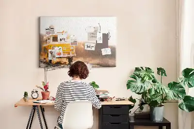 Printed Cork Memo Board featuring a car vacation design