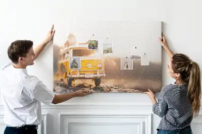 Printed Cork Memo Board featuring a car vacation design
