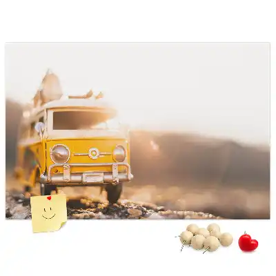 Printed Cork Memo Board featuring a car vacation design