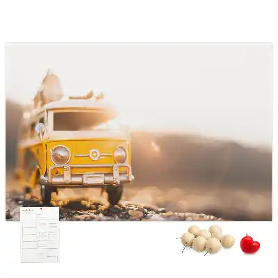 Printed Cork Memo Board featuring a car vacation design