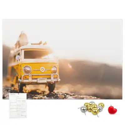 Printed Cork Memo Board featuring a car vacation design