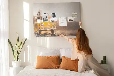 Printed Cork Memo Board featuring a car vacation design
