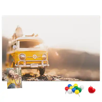 Printed Cork Memo Board featuring a car vacation design