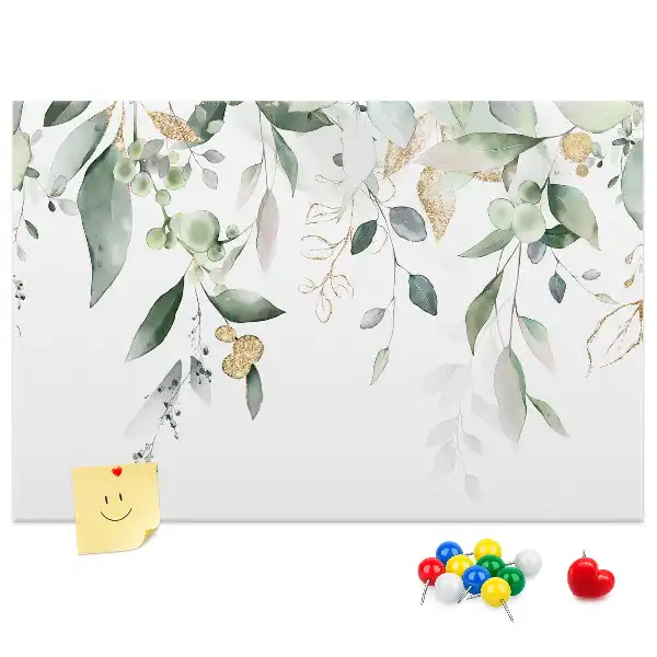 Printed nature leaves cork board