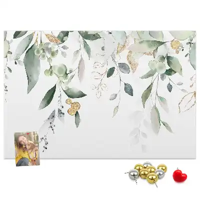 Printed nature leaves cork board