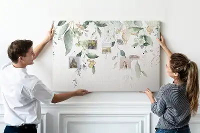 Printed nature leaves cork board