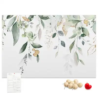 Printed nature leaves cork board