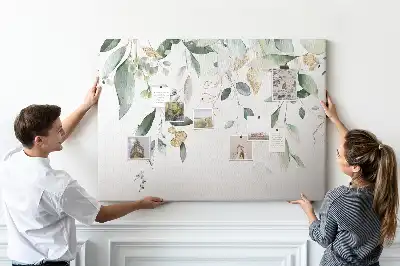 Printed nature leaves cork board