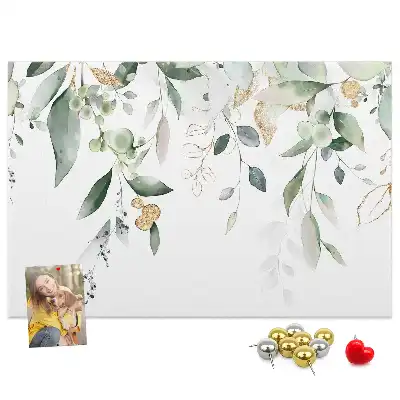 Printed nature leaves cork board