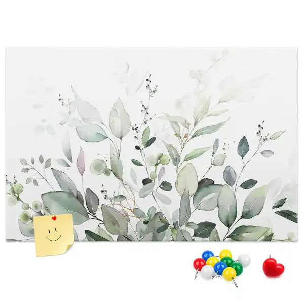 Printed Cork Memo Board with Plant Leaves Design