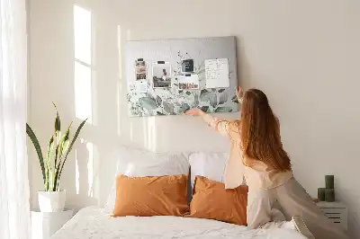 Printed Cork Memo Board with Plant Leaves Design