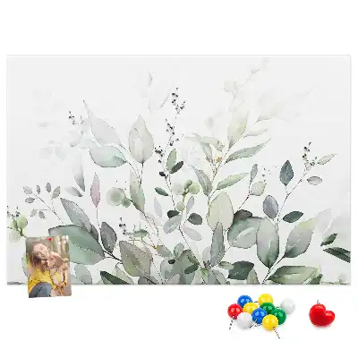 Printed Cork Memo Board with Plant Leaves Design