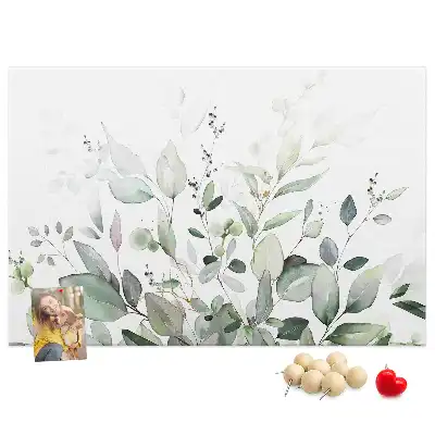 Printed Cork Memo Board with Plant Leaves Design