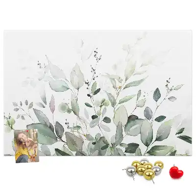 Printed Cork Memo Board with Plant Leaves Design